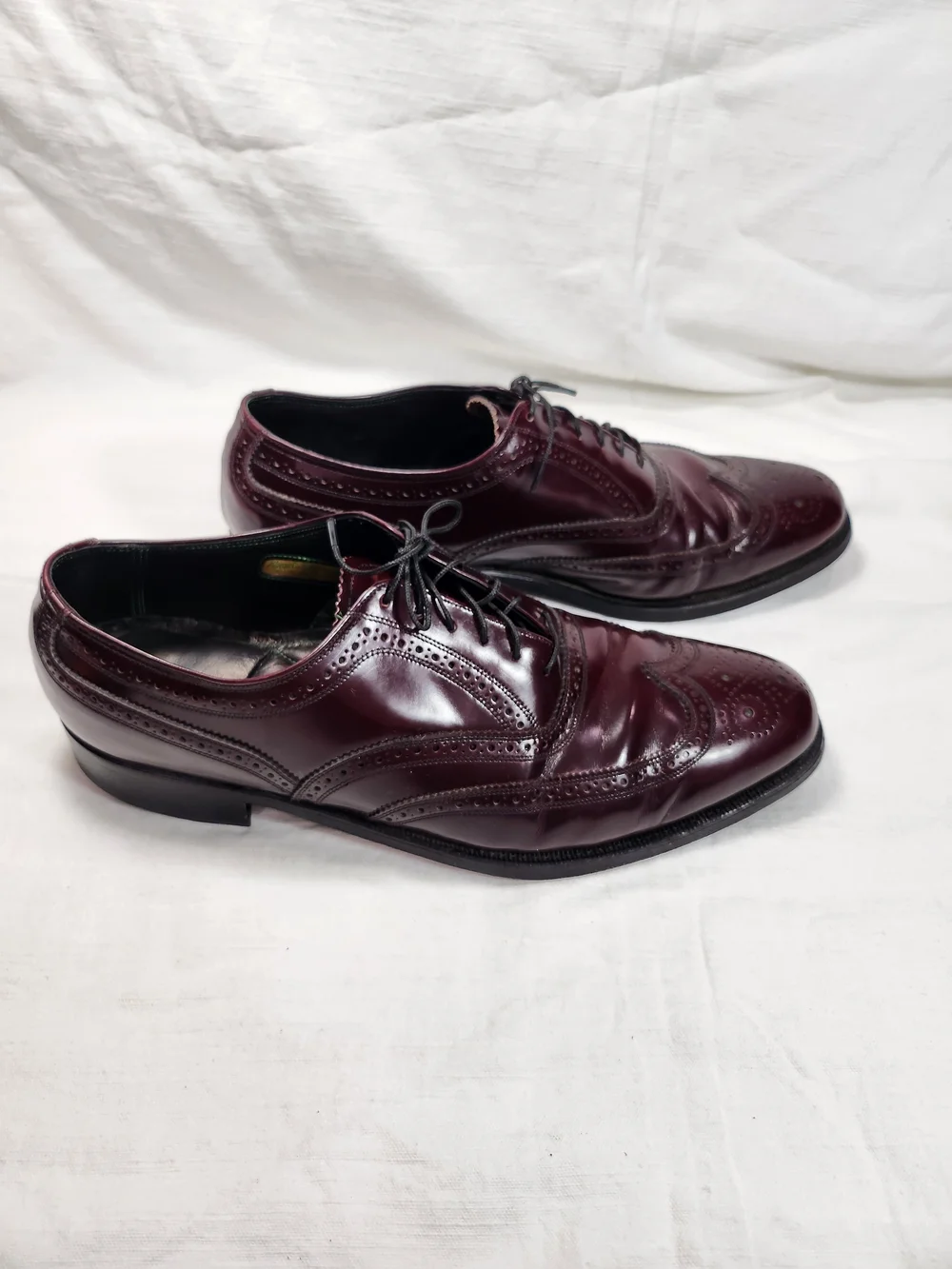 Florsheim Royal Imperial Burgundy Leather Wingtip Oxford Shoes Mens 11 D Vintage